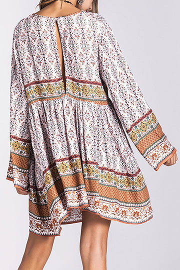 Floral Print Short Boho Dress